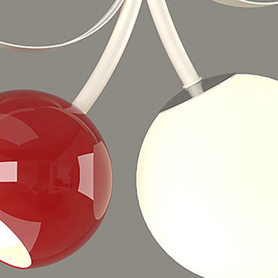 Zeitgenössischer nordischer Kirschglas-Eisen-3-Licht-Insel-Kronleuchter für Wohnzimmer 