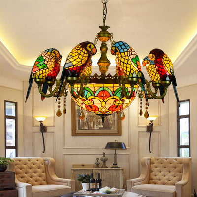Cúpula de vidrio de metal tradicional Tiffany Loro de 11 luces para candelabros de sala de estar 