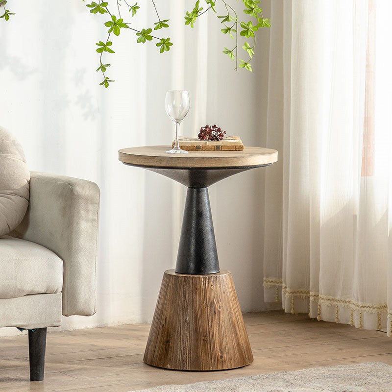 Traditional European Round Solid Wood MDF Iron Coffee Table For Living ...