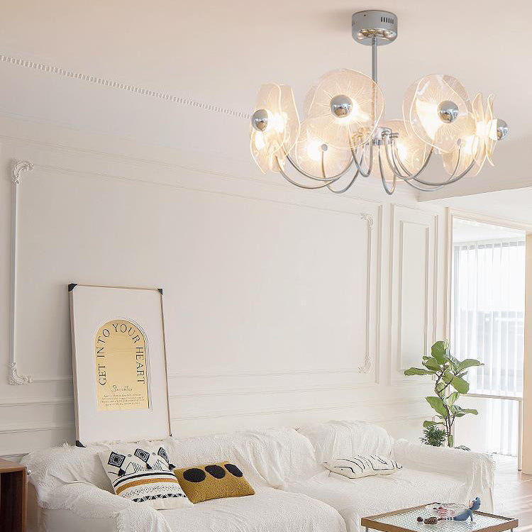 Zeitgenössischer Luxus-Lotus-Acryl-Aluminium-LED-Kronleuchter für Wohnzimmer 