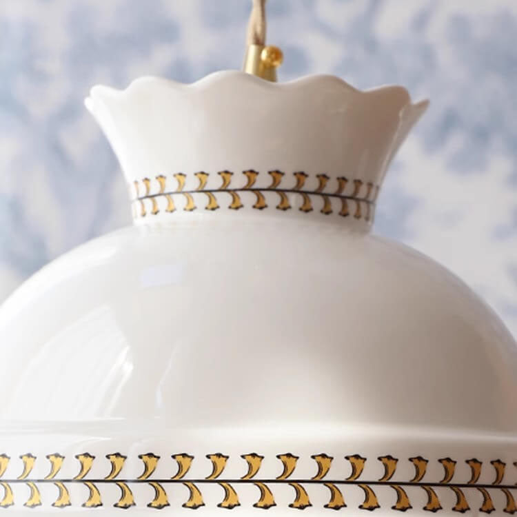 Moderne Einfachheit Keramik Schalenform 1-Licht Pendelleuchte für Wohnzimmer 