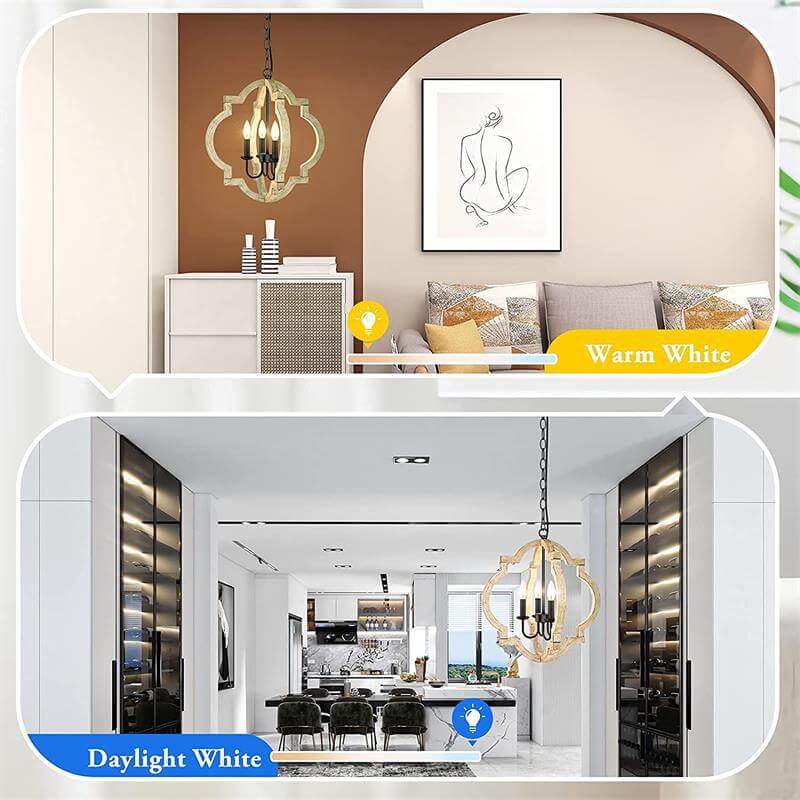 Lustre créatif à 4 lumières de forme spéciale en bois massif de style industriel 