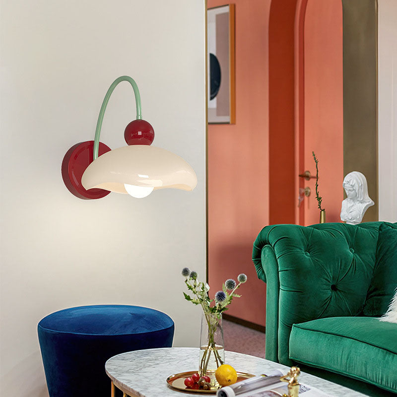 Lámpara de Aplique de Pared de 1 Luz de Vidrio de Hierro Esférico Minimalista Moderno para Dormitorio 