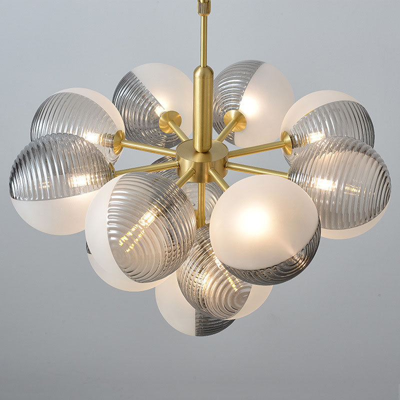 Zeitgenössische kreative Orb Traube Eisen Glas 1/5/13 Licht Kronleuchter für Wohnzimmer 