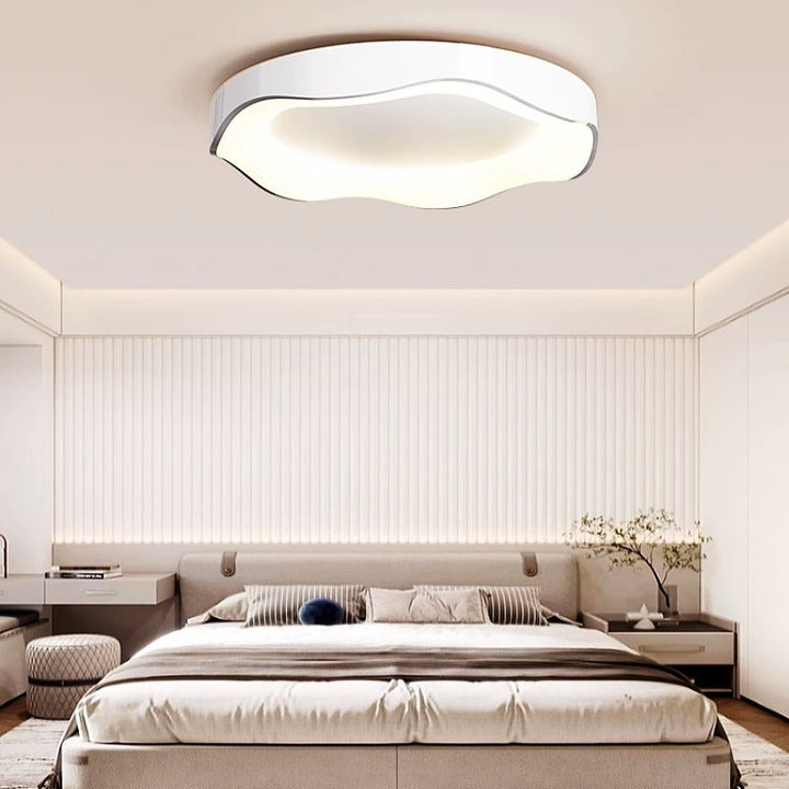 Plafonnier LED rond en fer nordique contemporain avec montage affleurant en PVC pour salon 