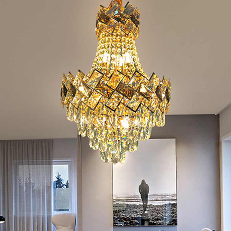 Lámpara de Araña de Cristal de Lujo Contemporáneo con 9/12 Luces para Sala de Estar 