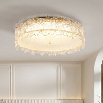 Luz de techo empotrada LED de vidrio con hardware de hoja redonda minimalista moderna de crema para sala de estar 