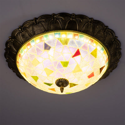 European Creative Personality Iron Glass Circle LED Flush Mount Ceiling Light