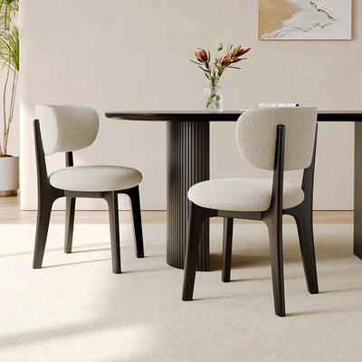 Silla de comedor sin brazos contemporánea de simplicidad redonda con respaldo de marco de madera de terciopelo suave para comedor 