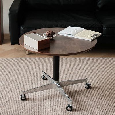 Zeitgenössischer Einfachheit MDF Runder Couchtisch Höhenverstellbar Neigung Caster Für Wohnzimmer 