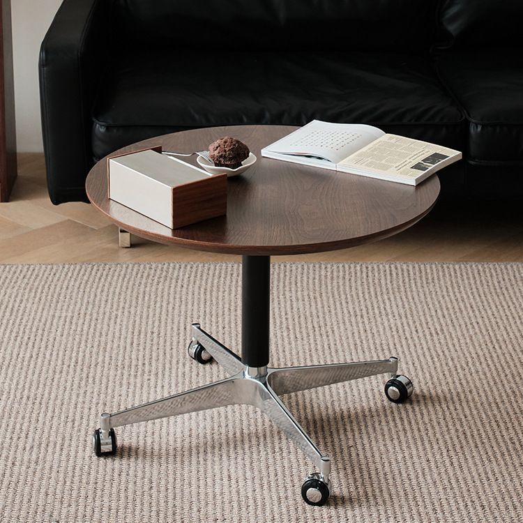 Zeitgenössischer Einfachheit MDF Runder Couchtisch Höhenverstellbar Neigung Caster Für Wohnzimmer 