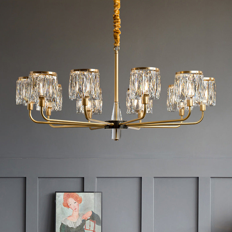Lustre en cristal de cuivre de luxe contemporain avec 6/8/10/15/21 lumières pour chambre 
