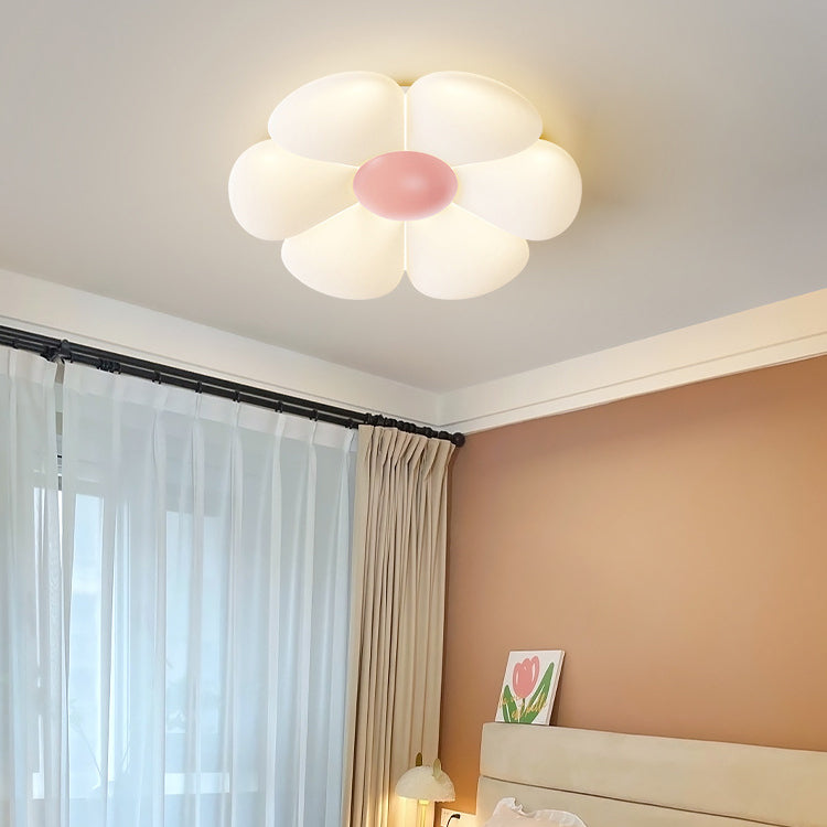 Zeitgenössische kreative Daisy Flower PE Eisen LED Unterputz Deckenleuchte für Schlafzimmer 