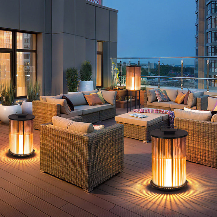 Modern Simplicity Cylinder Glass Steel 1-Light Landscape Light For Outdoor Patio