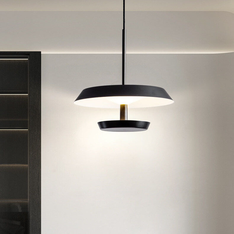 Moderne minimalistische runde fliegende Untertasse aus Aluminium und Acryl LED-Pendelleuchte für das Wohnzimmer 
