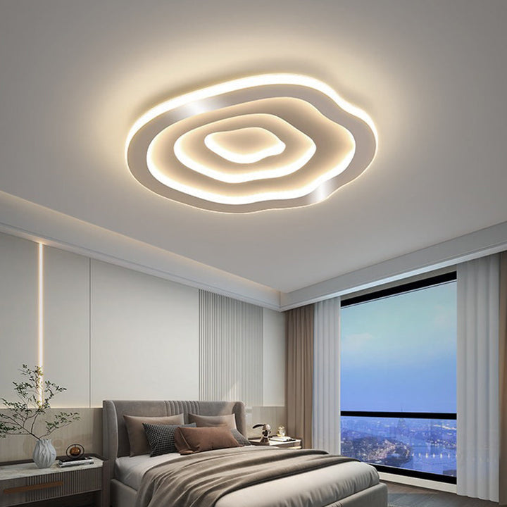 Plafonnier LED en forme de nuage avec fleur en fer rose de simplicité contemporaine pour salon 