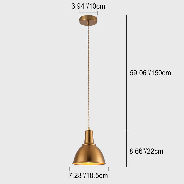 Suspension lumineuse contemporaine scandinave en aluminium en forme de cône rond à 1 lumière pour le salon 