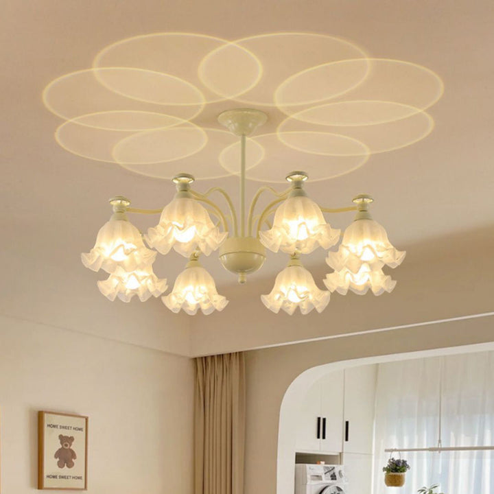 Traditioneller französischer Zweig-Blumen-Glas-Eisen-Kronleuchter mit 6/8 Lichtern für Schlafzimmer