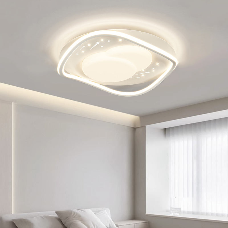 Luz de techo LED de montaje empotrado de hierro acrílico con ondas cuadradas redondas creativas contemporáneas para dormitorio 