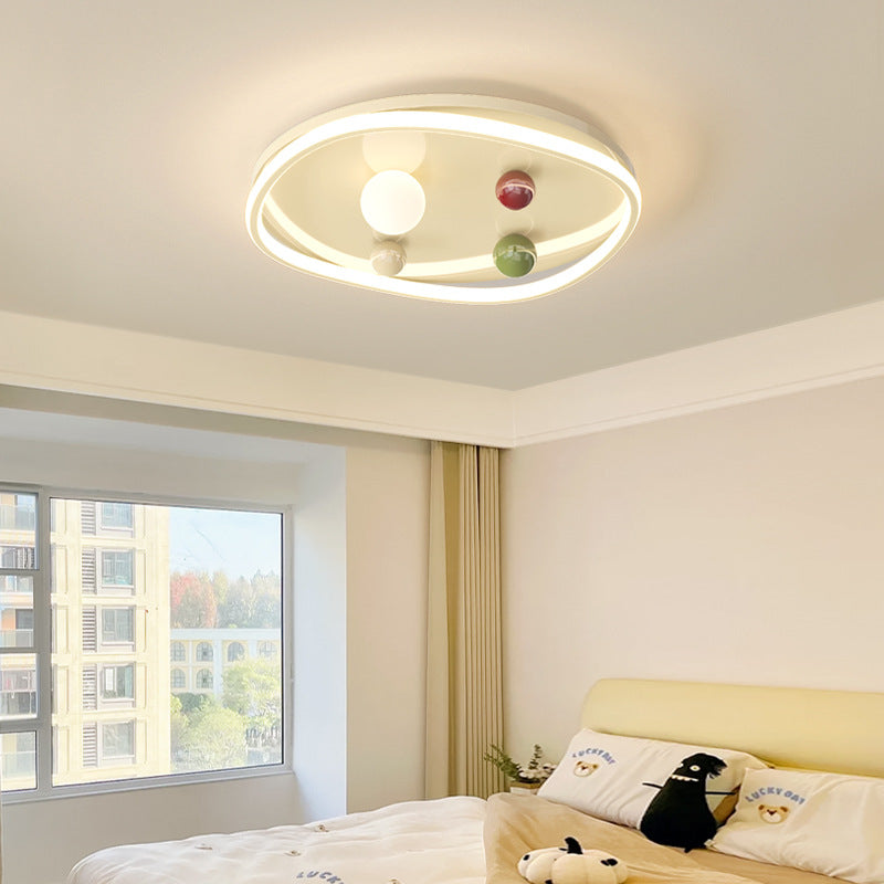 Plafonnier LED rond en fer scandinave contemporain pour salon 