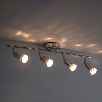 Plafonnier semi-encastré moderne minimaliste à 4 lumières en acier inoxydable et fer pour salon 