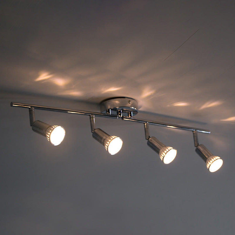Plafonnier semi-encastré moderne minimaliste à 4 lumières en acier inoxydable et fer pour salon 