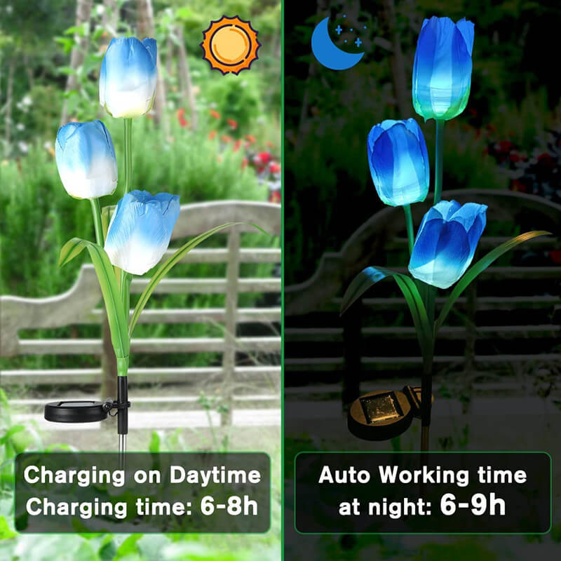 Contemporary Creative Outdoor Solar Tulip LED Waterproof Lawn Ground Decorative Insert Landscape Light
