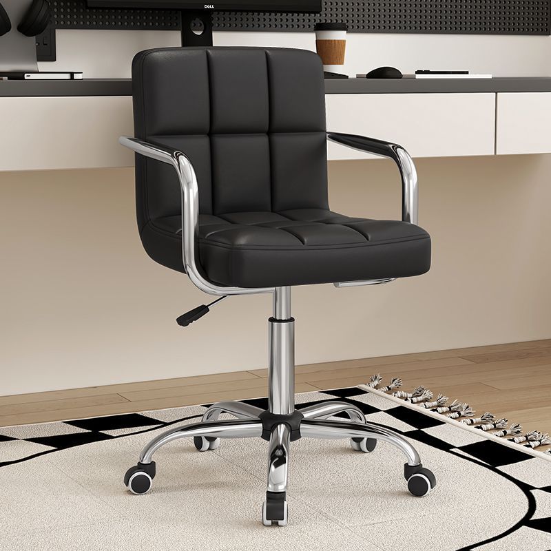 Moderne Einfachheit Leder Stahl SGS Schwamm Quadrat Gitter Schreibtischstuhl Rückenlehne Drehbar Verstellbar Für Home Office 