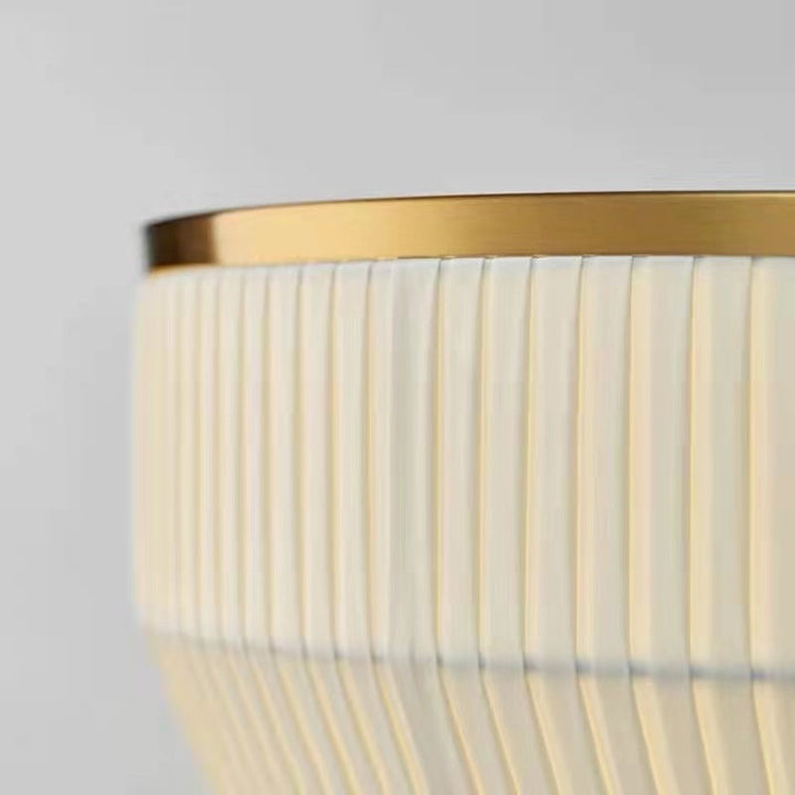 Lampadaire pour salon avec abat-jour plissé en tissu chinois traditionnel et base en matériel, 1 lumière 