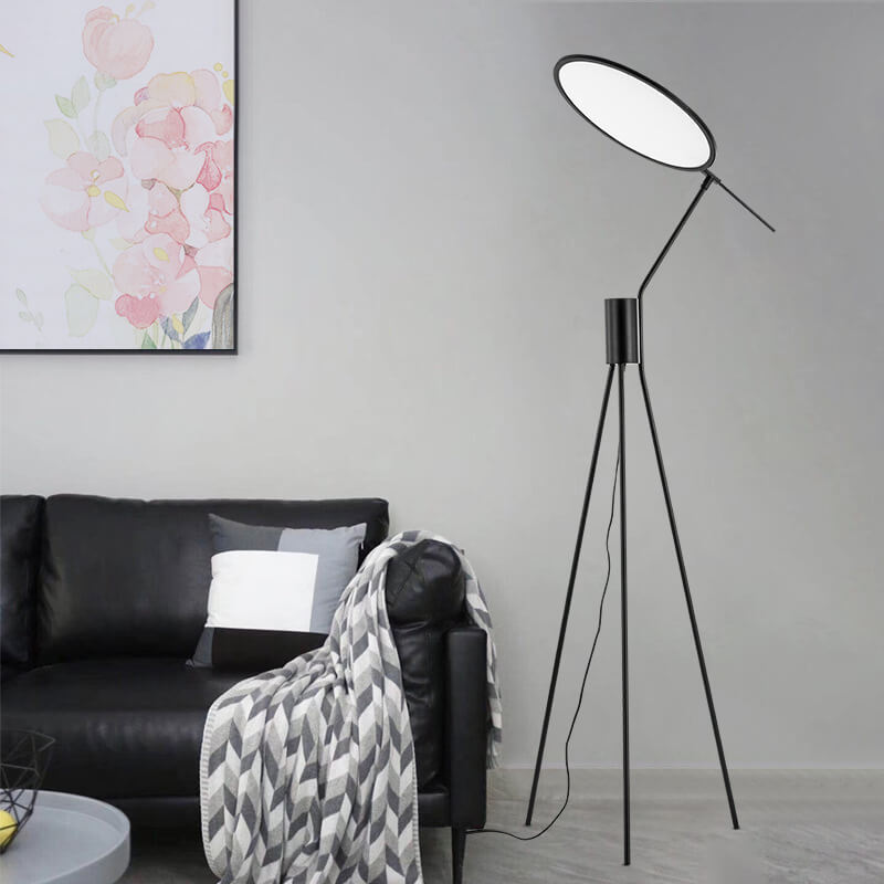 Moderner minimalistischer Stoff-Rundschirm-Eisen-Stativ-LED-Stehbodenlampe für Wohnzimmer 