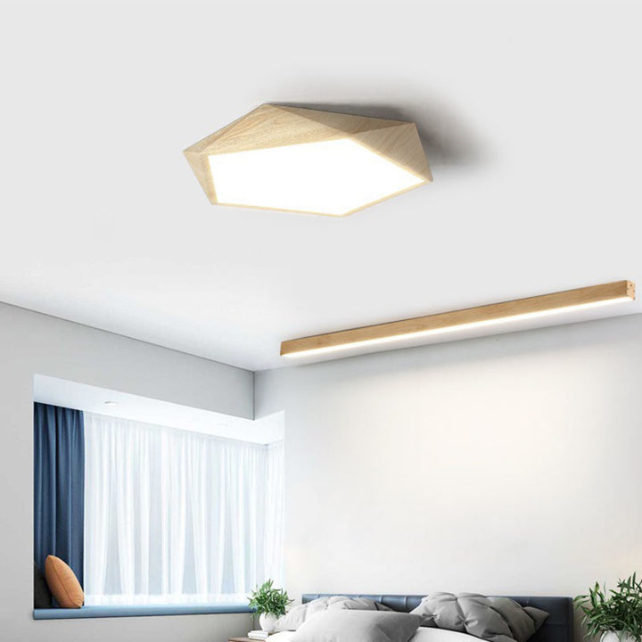 Zeitgenössische nordische unregelmäßige fünfeckige Eisen PVC LED Unterputz-Deckenleuchte für Schlafzimmer 