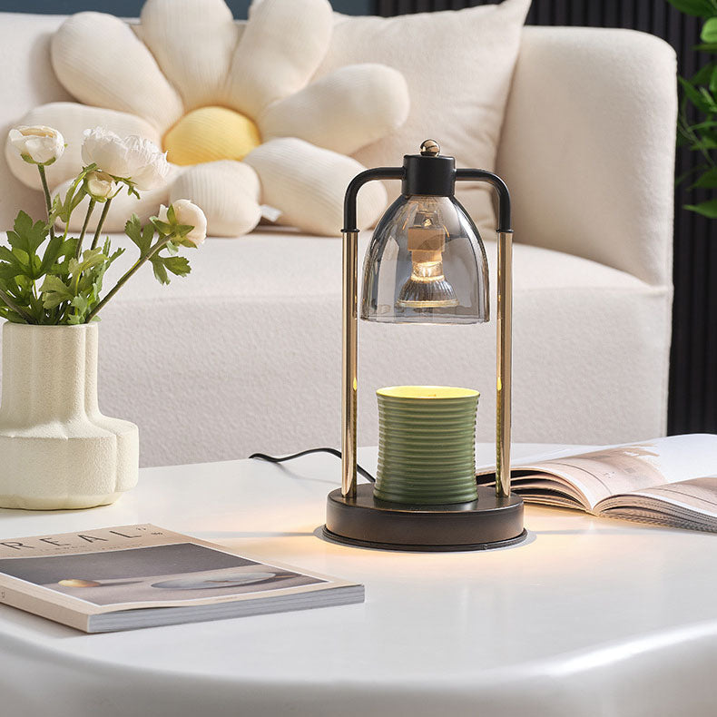 Lámpara de mesa rectangular nórdica contemporánea de hierro y vidrio cónico de 1 luz con cera derretida para dormitorio 
