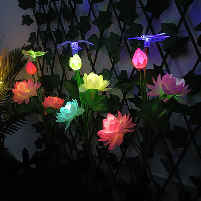 Solar Modern Silk Ground Plug Simulation Phalaenopsis LED Outdoor Light
