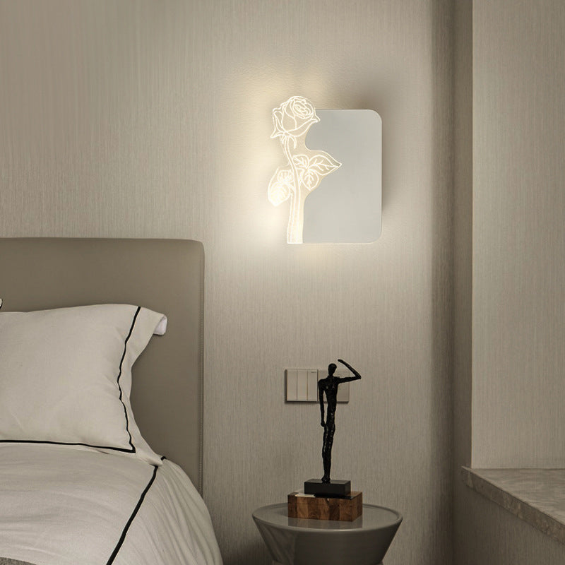 Moderne Art Deco Acryl Rose Blume Schatten LED Wand Leuchte Lampe Für Wohnzimmer 