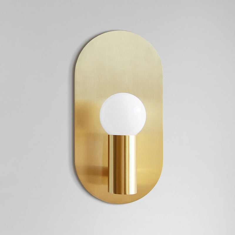 Contemporary Nordic Brass Oval Ball 1-Light Wall Sconce Lamp For Bedroom