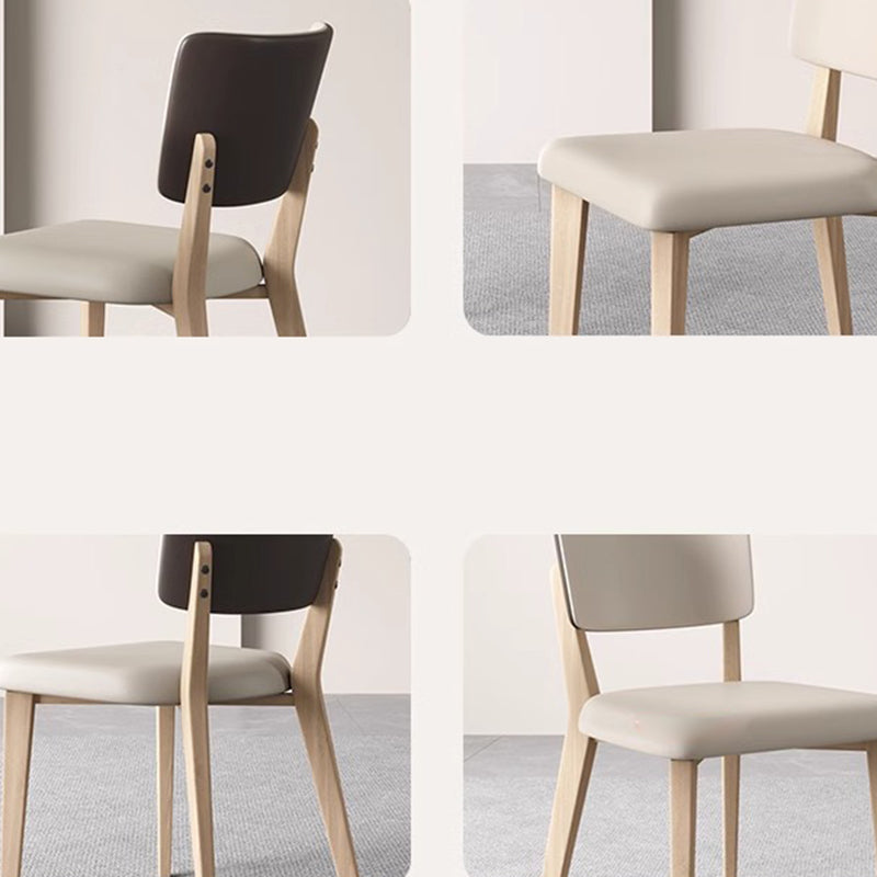 Contemporary Nordic Square PU Leather Ash Wood Frame Dining Chair Backrest For Dining Room