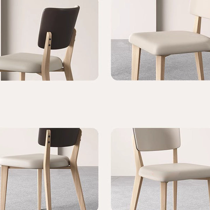 Contemporary Nordic Square PU Leather Ash Wood Frame Dining Chair Backrest For Dining Room