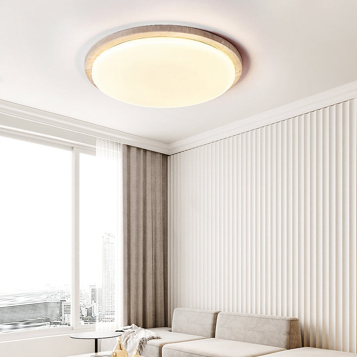 Moderne minimalistische runde LED-Deckenleuchte aus Chalcopyrit und Acryl für das Schlafzimmer 