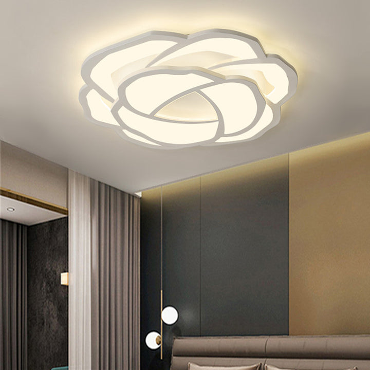 Moderne minimalistische Rose Form Eisen Acryl LED Unterputz Deckenleuchte für Schlafzimmer 