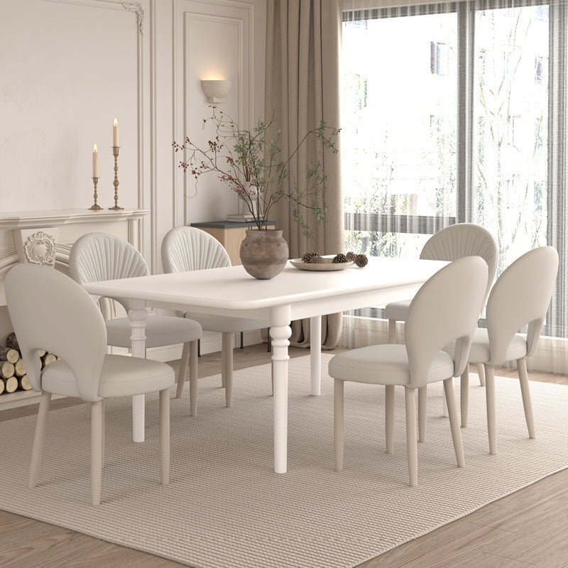 Moderner minimalistischer gebogener halbrunder quadratischer PU-Leder-Eisen-Esszimmerstuhl ohne Armlehne für das Esszimmer 