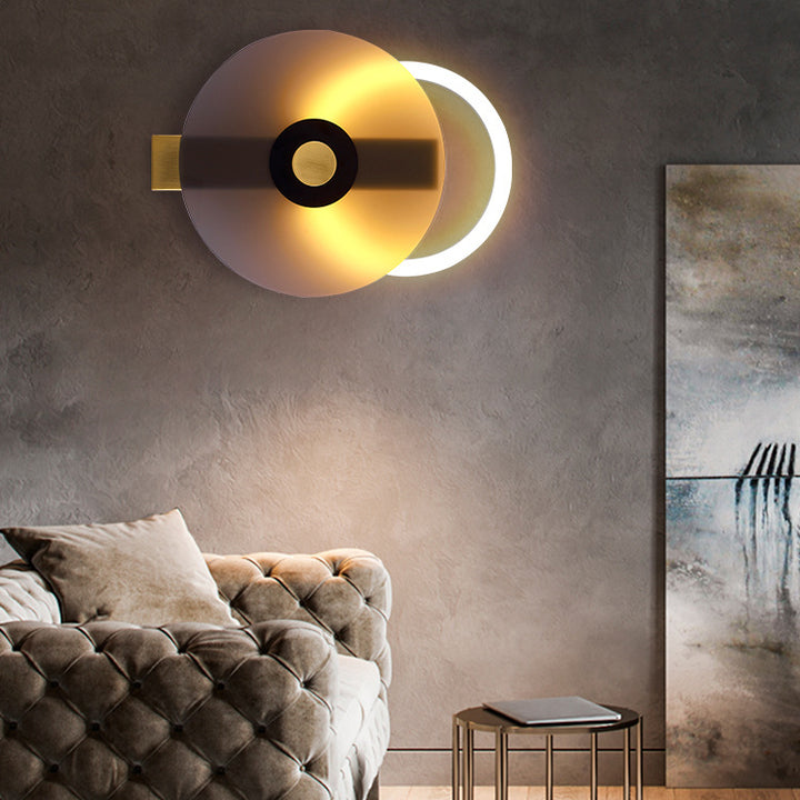 Zeitgenössische kreative Eisen Acryl Runde Disc LED Wandleuchte Lampe für Wohnzimmer 