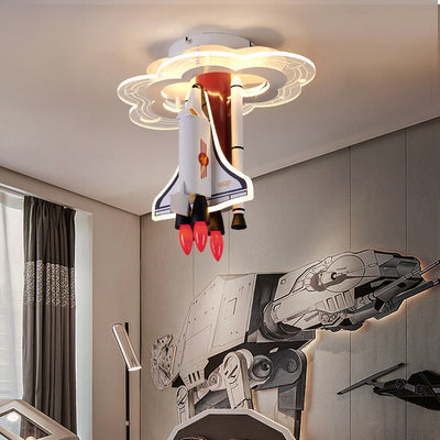 ضوء سقف للأطفال من الأكريليك LED مع تصميم صاروخ فضاء كرتوني عصري مبتكر لغرفة المعيشة 