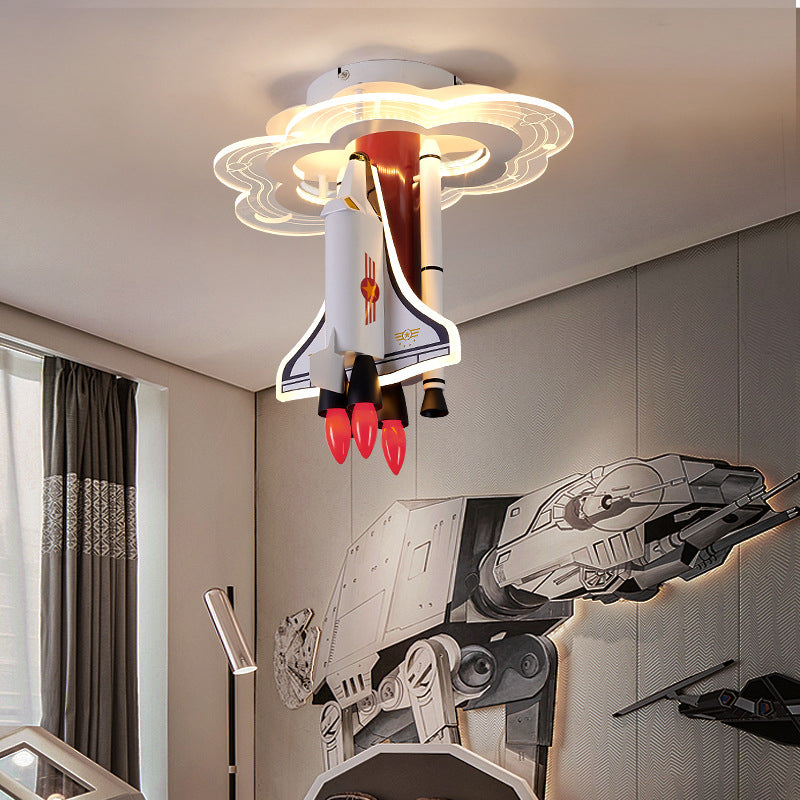 ضوء سقف للأطفال من الأكريليك LED مع تصميم صاروخ فضاء كرتوني عصري مبتكر لغرفة المعيشة 