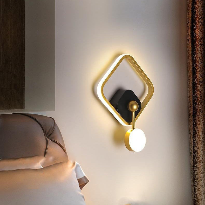 مصباح حائط LED من الألومنيوم الحديدي البيضاوي المستدير المربع البسيط الحديث لغرفة النوم 