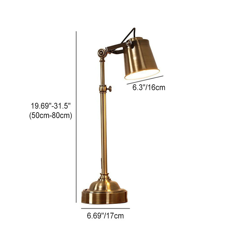 Contemporary Industrial Cylinder Brass 1-Light Table Lamp For Bedroom