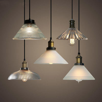 Vintage Industrial Frosted Glass Cone 1-Light Pendant Light