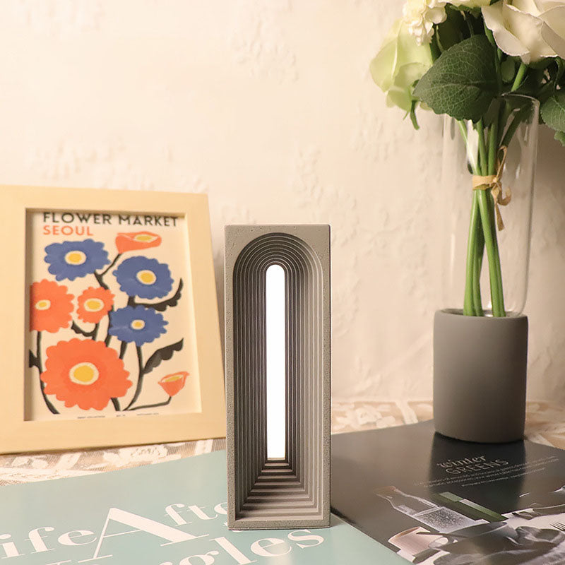Moderne minimalistische rechteckige Zement-USB-LED-Tischlampe 
