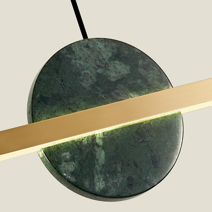 Zeitgenössische Luxus Eisen gerade Linie runden Marmor LED Insel Licht Pendelleuchte für Wohnzimmer 