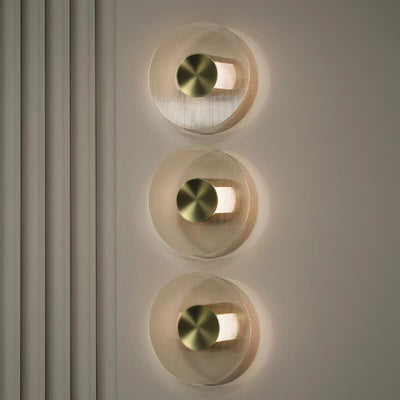 Modern Light Luxury Hardware Disc Glass LED Wall Sconce Lamp