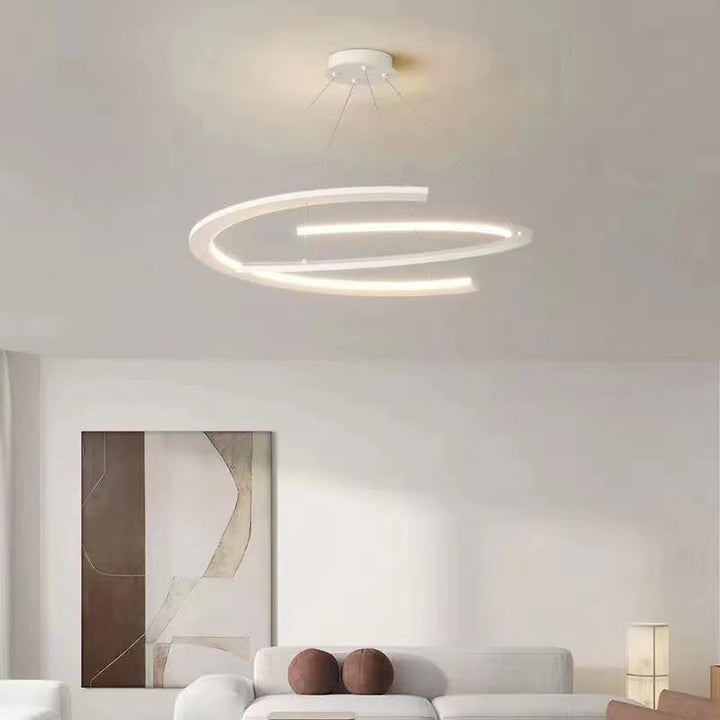 Lustre LED en bande courbée en aluminium et silicone minimaliste moderne pour salon 